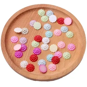 Imitation Pearl Candy Color Flat Bottom Resin Buddha Head 13mm 35PCS For DIY Trinket Beads Beads Hand Embellished Accessories