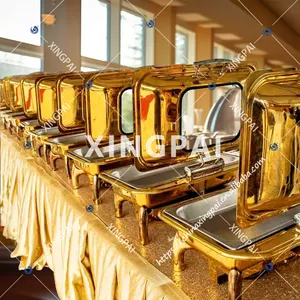 XINGPAI hôtel restaurant rectangulaire réchaud buffet ensemble de luxe en acier inoxydable chauffe-plats buffet réchaud