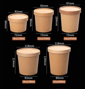 Giấy kraft Bát súp và nắp giấy nghệ thuật súp nóng ly với loại thư mục cho thức ăn trẻ em và khoai tây chiên - Product Image 2