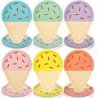 Assiettes à gâteau jetables pour enfants mignons été Popsicles crème glacée thème fête remise des diplômes pâques saint valentin