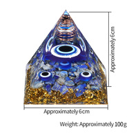 Résine mauvais œil pyramide yeux bleus naturel Lapis Lazuli pierre concassée énergie pyramide maison décoration de table