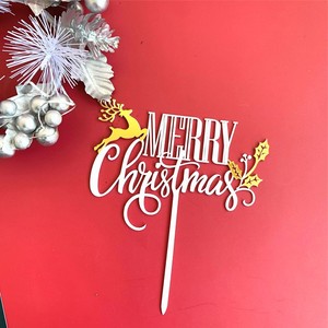 ของตกแต่งเค้กคริสต์มาสลายน้ำผึ้งและรสหวาน สีแดงทอง อะคริลิก สำหรับงานเฉลิมฉลองวันหยุด - Product Image 2