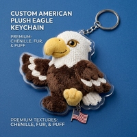 Porte-clés personnalisé en plastique Aigle Américain, design de luxe, breloque de sac en acrylique avec fourrure chenille, souvenir