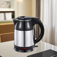 Bouilloire électrique minimaliste en plastique noir pour hôtel 1500W Bouilloire électrique en acier SS304 1.8 L 0.28mm pour eau bouillante