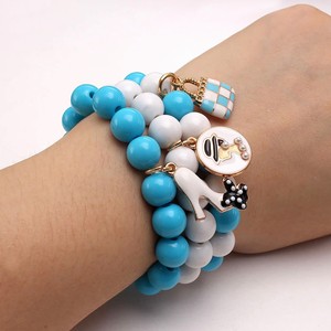 <b>Cute</b> Kids Beaded <b>Bracelet</b> With Blue White Acrylic Beads Charms Handbag Design Gift Jewelry - Product Image 2