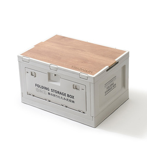 Space Saving Folding Storage Bins for Car Foldable Storage Box with Wooden Cover Camping Storage Box
