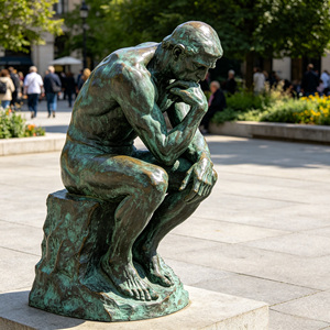Statue du Penseur en <span class=keywords><strong>bronze</strong></span> grandeur nature, sculpture célèbre <span class=keywords><strong>de</strong></span> <span class=keywords><strong>Rodin</strong></span>, pour la décoration artistique des jardins et des campus en extérieur, fabrication sur mesure en usine - Product Image 1