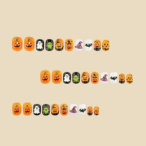 Faux <span class=keywords><strong>ongles</strong></span> fantaisie Halloween : 30 pièces, motifs citrouille, fantôme, chauve-souris, chapeau de <span class=keywords><strong>sorcière</strong></span> – Style européen et américain – Prix usine - Product Image 3