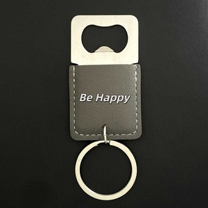 Ouvre-bouteille carré classique en acier inoxydable, ouvre-bouteille pour bière et cocktails, outil de <span class=keywords><strong>bar</strong></span>, porte-clés créatif en cuir PU, impression UV, logo personnalisé - Product Image 3