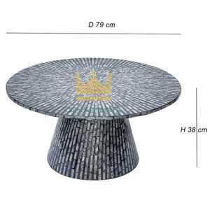 Mesa de centro Mother of Pearl-Mesa de madera hecha a mano con detalle de incrustaciones para sala de estar e interiores elegantes - Product Image 2