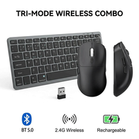 Expédition rapide Clavier et souris sans fil portables compatibles avec 4 appareils Kit rechargeable Compatible Mac PC IOS Android Windows