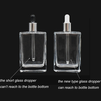 Parfum cosmétique Flacon compte-gouttes en verre carré clair 15ml 30ml 50ml 100ml Bouteille d’huile essentielle en verre