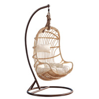 Fauteuil suspendu en rotin véritable - Style nordique et pastoral, mobilier d'extérieur pour balcon, intérieur, gîte et usage domestique