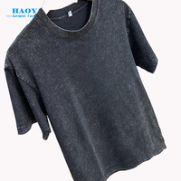 T-shirt Rétro Homme 230 GSM Lavé Coupe Ample Style Vieilli 100% Coton Manches Courtes Col Rond Couleur Café Vêtement Personnalisable avec Logo