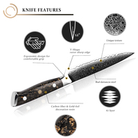 4.7 Inch Luxe Multifunctionele Groentefruit Keukenmessen Mes Damascus Stalen Keukenmes