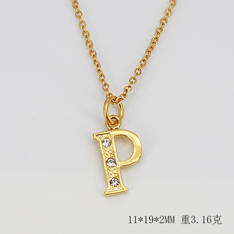 (ทอง) ตัวอักษร P (รวมสร้อยคอ)