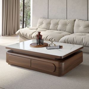 <span class=keywords><strong>Table</strong></span> <span class=keywords><strong>basse</strong></span> moderne de luxe AJUNION pour salon, plateau en marbre, <span class=keywords><strong>table</strong></span> rectangulaire en bois avec 4 tiroirs - Product Image 1
