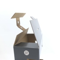 Emballage en papier recyclable pour panneau de rideaux, avec surface d'affichage et serrure de poignée