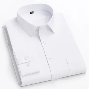 Taglie forti 8XL cotone a maniche lunghe camicie da uomo Slim Fit formale tinta unita abiti da ufficio - Product Image 3