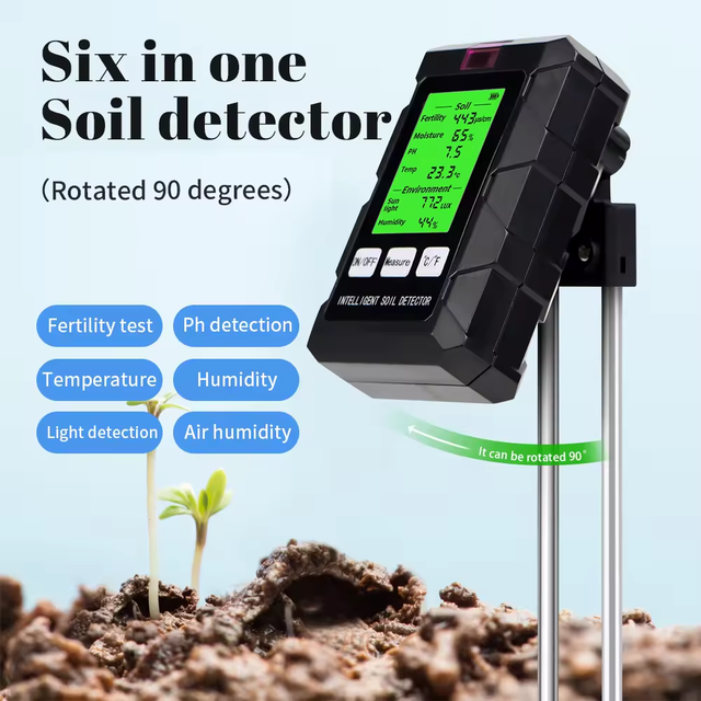 Digital 6-in-1 SOIL METER Measures PH Fertility Temperature Moisture Environmental Humidity Light Greenhouse Garden Lawn OEM ODM
