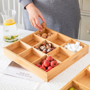 Bamboo Wood Divided Snack <b>Tray</b> 8-11 Compartments Rectangle Food <b>Storage</b> Living Room Use - Product Image 1