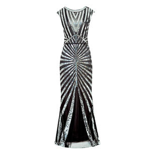 Sexy Pailletten Langes Sommerkleid Elegante Ärmellose Abend party Kleider 1920er Jahre Frauen Langes Bodycon Gatsby Kleid - Product Image 4