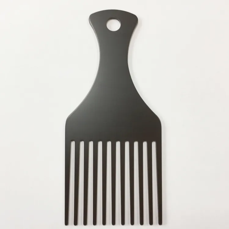 Factory custom hand polished high quality salon beard hair 304 stainless steel wide tooth afro pick comb