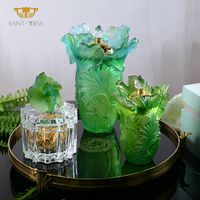 Pot de rangement en verre pour la décoration de la maison, avec couvercle de fleur, pour le thé, le charbon de bois, les bonbons, le café et le sucre