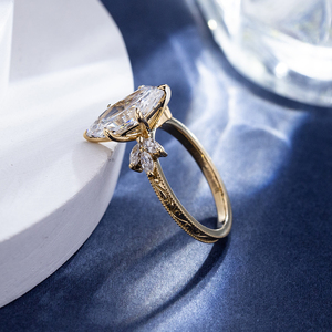 แหวนเพชรเมล็ดมาร์คีส์ทรงมิลเกรน ทอง 18K รุ่น MSR-2139 จาก Messi Jewelry แหวนหมั้นเพชรเลี้ยงในห้องปฏิบัติการ - Product Image 2