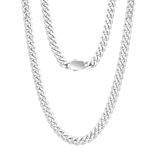 Серебряная цепочка из нержавеющей стали, 8 мм, 316L, 925, из стерлингового серебра, толстое Гипоаллергенное ожерелье для мужчин и женщин - Product Image 1