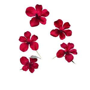 ดอกกล้วยไม้วานด้าห้าหัว ดอกไม้ประดิษฐ์จากผ้าไหม พลาสติก ผ้า ทำด้วยมือ สำหรับตกแต่งงานแต่งงาน ตกแต่งบ้าน ศิลปะดอกไม้ - Product Image 5