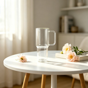 Gobelet de voiture <span class=keywords><strong>super</strong></span> grande capacité, double paroi, en verre borosilicate, avec tube d'aspiration, transparent, pour café et eau, design moderne et minimaliste - Product Image 4