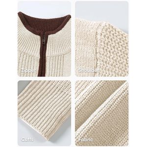 FOXA Mens <b>Quarter</b> <b>Zip</b> Sweater Lightweight Mock Neck Long Sleeve Knitted Solid Pullover Casual Wear - Product Image 5