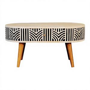 Mesa de Centro con Cajones y Incrustaciones de Hueso, Muebles Hechos a Mano, Artesanía Tradicional, Arte Moderno, Estilo Antiguo, Color Personalizado, Decoración - Product Image 1