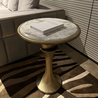 Kenaz table d'angle ronde de luxe moderne table d'appoint pour canapé en marbre naturel pour la maison meubles d'hôtel table basse en métal