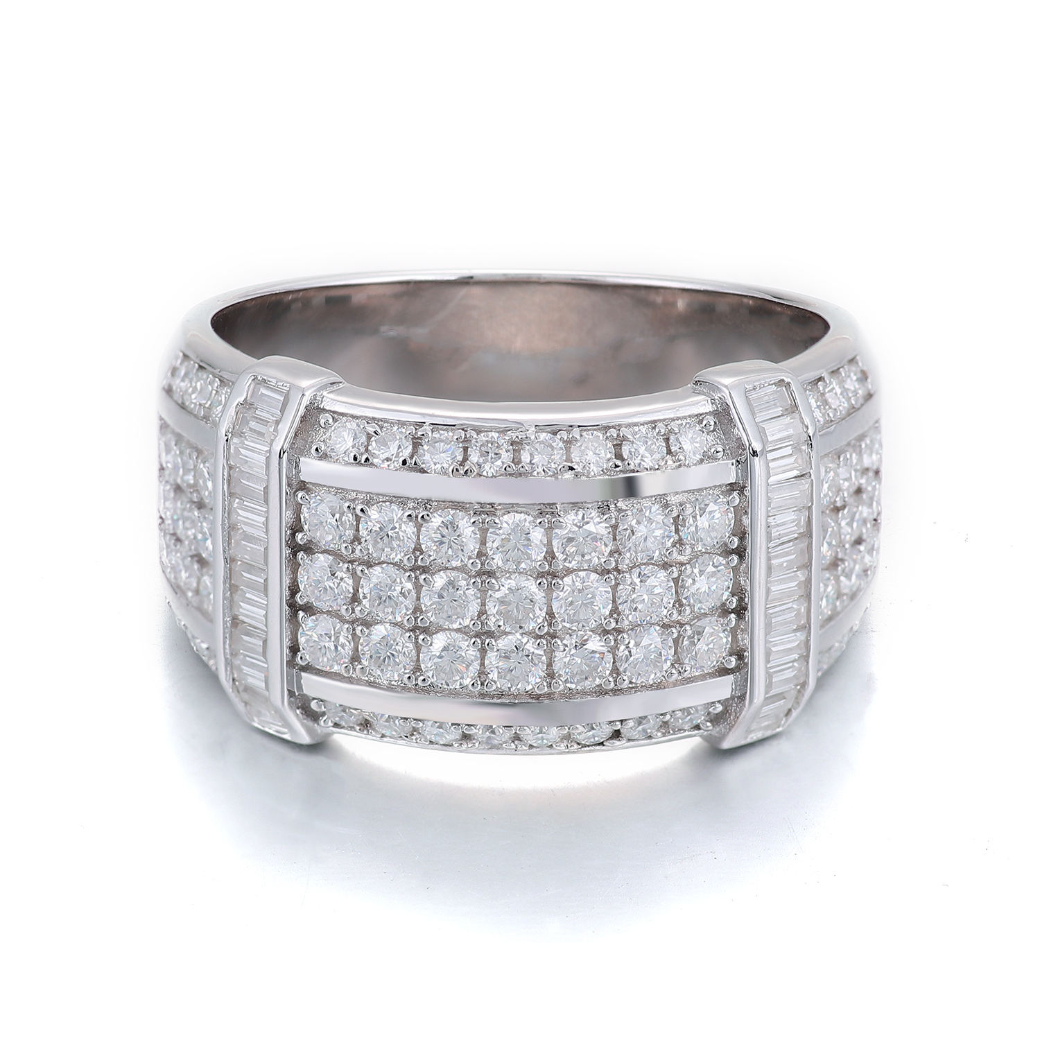 แหวนเพชรโมอิสซาไนต์ทองคำขาว 10K