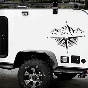 Pegatina decorativa para coche, brújula con montaña todoterreno, vinilo autoadhesivo, pegatina para capó de coche, accesorios para decoración de coche, 50x41cm - Product Image 3