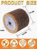Brosse à tambour en fil d'acier plaqué cuivre de 4,7 po x 4 po, outil de conditionnement de surface, roue de dessin pour surface métallique à 3/4 rainures quadruples