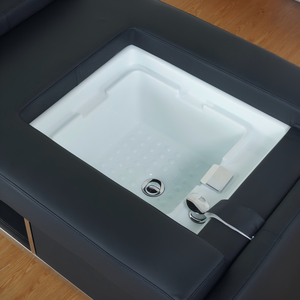 Lit de massage et de lavage des cheveux en acrylique noir, style moderne et épuré, avec bac en plastique à circulation d'eau et armoire de rangement pour salon de beauté et spa - Product Image 5