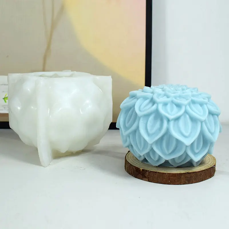 Lotus DM705 Lotus Ball Candle Silicone Mold 3D Flower Romantic Aroma Soap Making Bath Bomb Home Decor Wedding Souvenirs