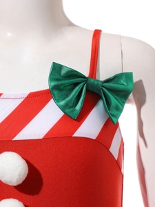 Mono de Navidad para niñas <span class=keywords><strong>con</strong></span> tutú, calentadores de brazos, diseño de bastón de caramelo, tirantes finos <span class=keywords><strong>con</strong></span> pompón, atuendo de baile para fiesta navideña, personalizado para niños - Product Image 5