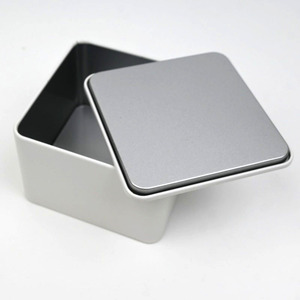Custom Square Matte White Metal Tin <b>Box</b>, Plain <b>Empty</b> Food Grade Tin For Tea Candy Jewelry Small Item <b>Gift</b> Storage Packing - Product Image 2