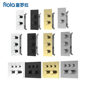 Válvula de ducha termostática Flola con 2 manijas, núcleo cerámico, cabezal de ducha tipo lluvia rectangular, instalación oculta, grifo para baño de hotel - Product Image 1