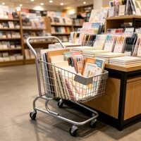 Mini chariot de présentation en métal, petit chariot de présentation à roulettes en fil métallique pour magasin de détail, boutique de cosmétiques, boutique de puériculture et salon professionnel