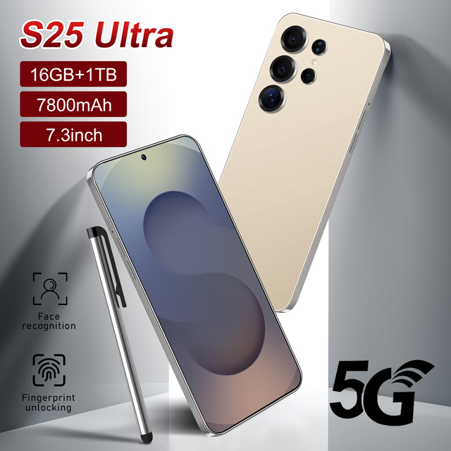 Hot Selling S25 Ultra Android 15 Dual SIM Card 5G Smartphone With 7.3-inch HD Screen 16GB RAM 1TB ROM  Octa Core Processor