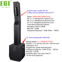 Enceinte colonne active 2 canaux EGT 1200W avec DSP intégré, système de sonorisation professionnel et subwoofer 15 pouces pour scène de concert