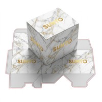 Boîte cadeau de luxe en marbre blanc avec feuille d'or, emballage rigide personnalisé avec poignée et fenêtre de présentation pour tasse en céramique haut de gamme