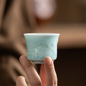 ถ้วยชาเซลาดอนลายนูนทรงกระบอก สำหรับชงชาแบบกังฟู ใช้ในบ้าน - Product Image 1