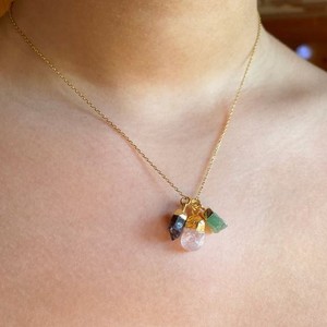 Labradorita cuarzo rosa verde Aventurina collar Latón chapado en oro colección diseñador mujeres niñas precio al por mayor joyería - Product Image 1