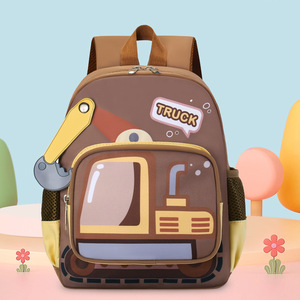 Neuer Kinder-Bagger-Cartoon-Schulrucksack, wasserdicht, kleiner bis mittelgroßer Klassenrucksack für Kleinkinder und Jungen im Kindergarten - Product Image 6